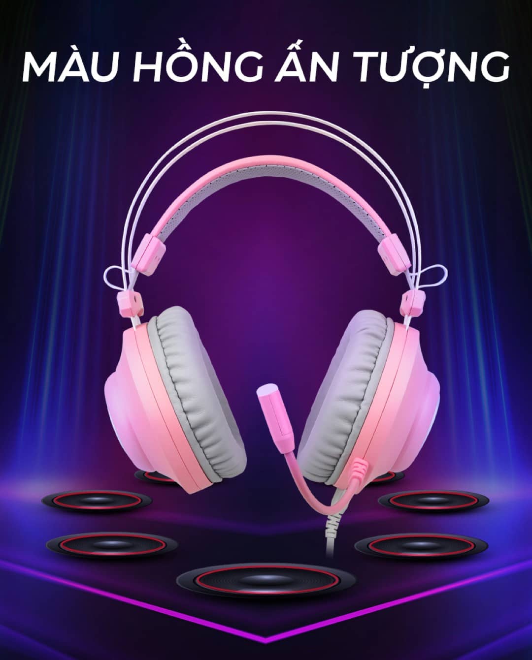 Tai nghe Zidli SCORE SH320V Pink (7.1, USB, RGB)