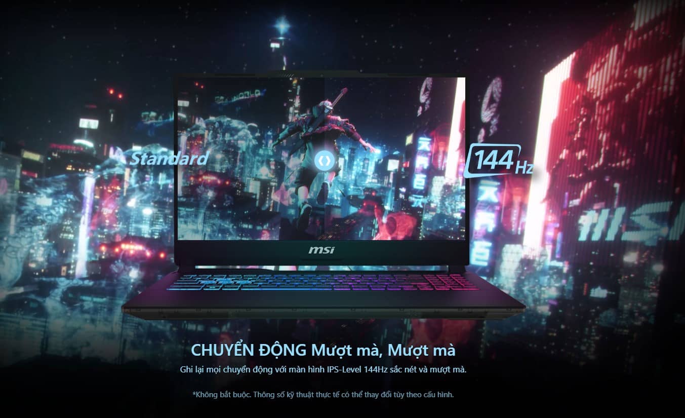 Ghi lại mọi chuyển động với màn hình IPS-Level 144Hz sắc nét và mượt mà.