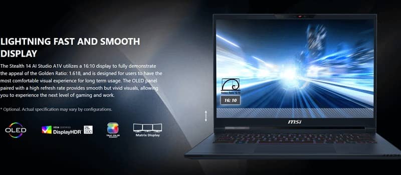 Laptop MSI Gaming Stealth 14 AI Studio (A1VFG-xxx)
