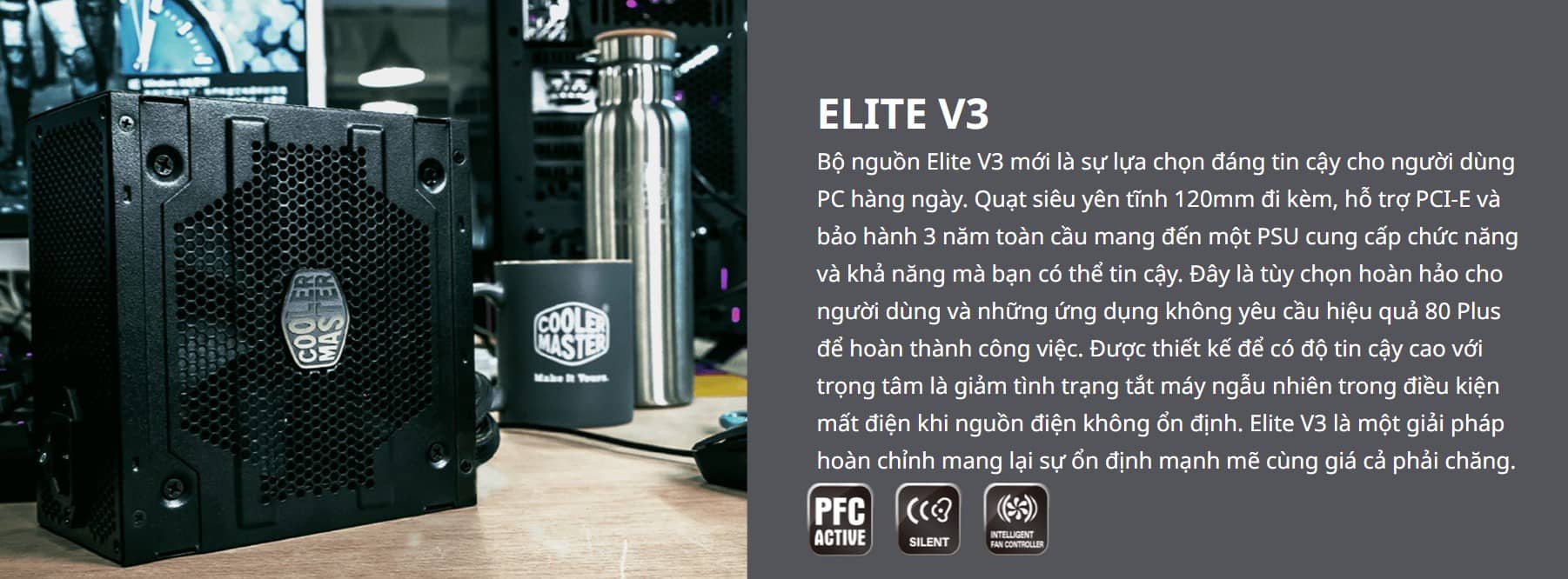Nguồn máy tính Cooler Master Elite V3 230V PC600 600W (Màu Đen)
