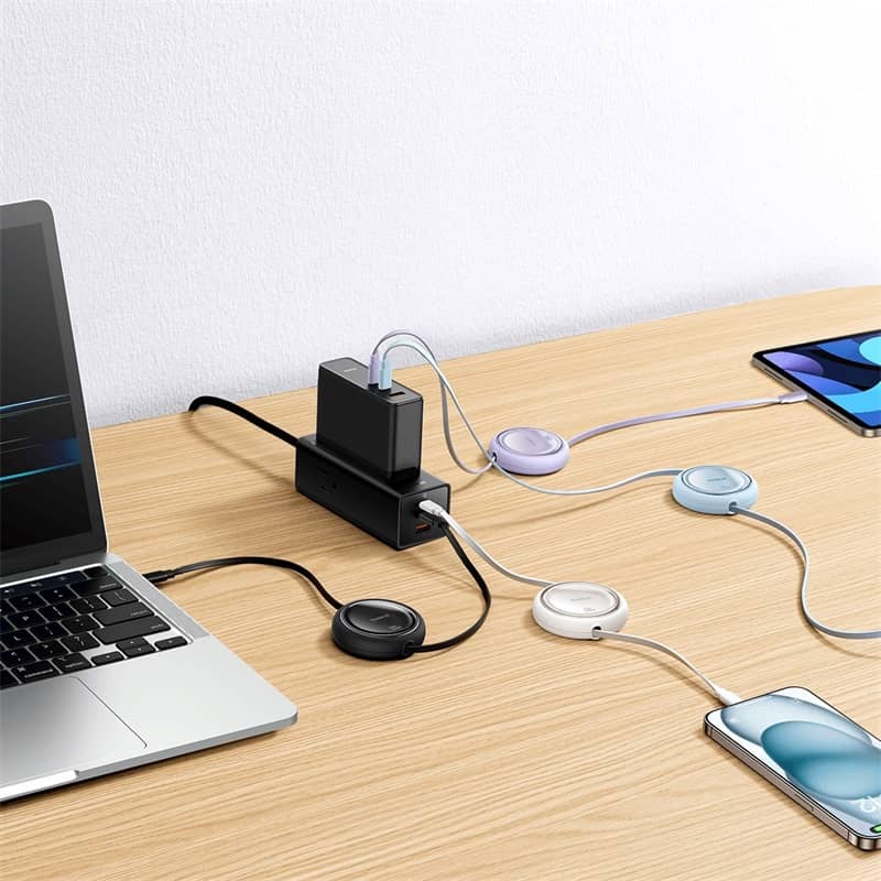 Cáp Baseus Free2Draw Mini Retractable Type-C to Type-C 100W 1m - Màu đen 7