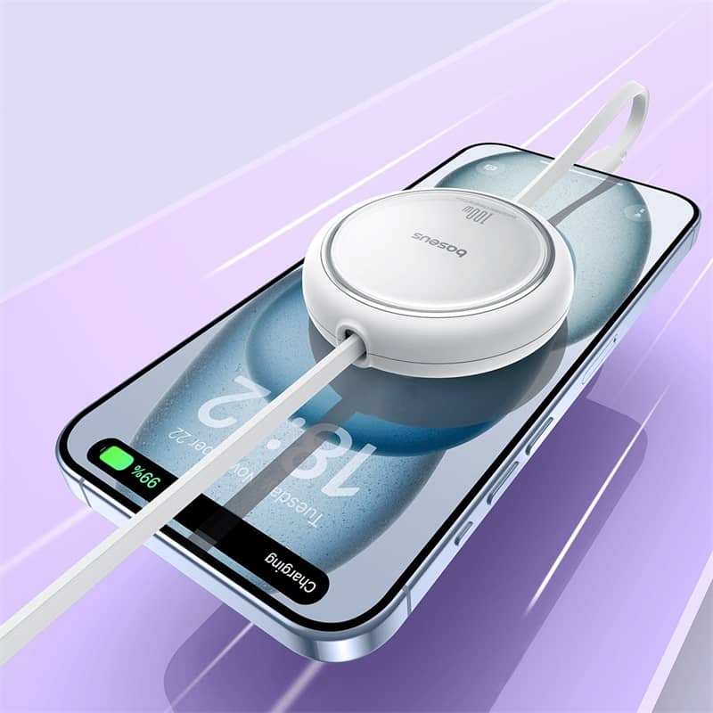 Cáp Baseus Free2Draw Mini Retractable Type-C to Type-C 100W 1m - Màu trắng 7