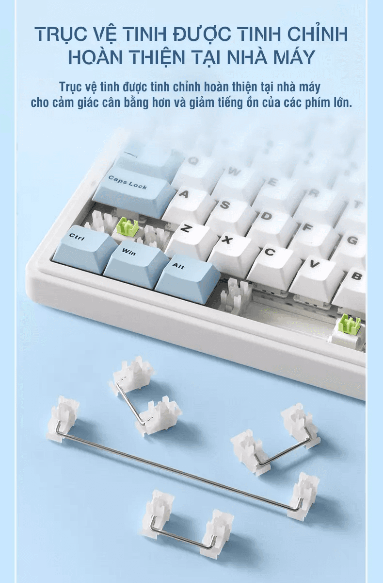 Bàn phím cơ AULA F75 ICE Blue 3 mode (TypeC + 2.4G + Bluetooth, Ice Vein switch) 8