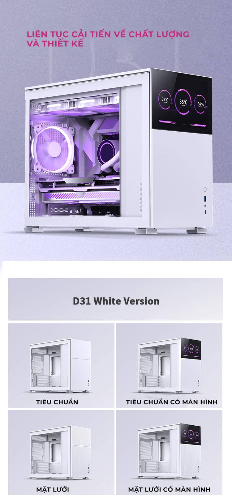 Vỏ case Jonsbo D31 STD White ( Mini Tower/Màu Trắng)
