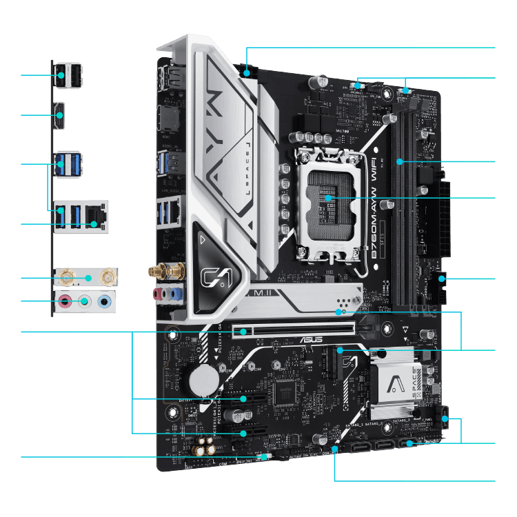 Mainboard Asus B760M-AYW WIFI DDR5 ảnh 3