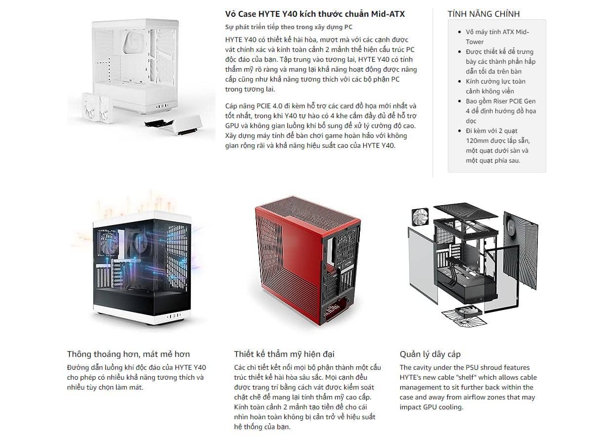 Vỏ case HYTE Y40 White