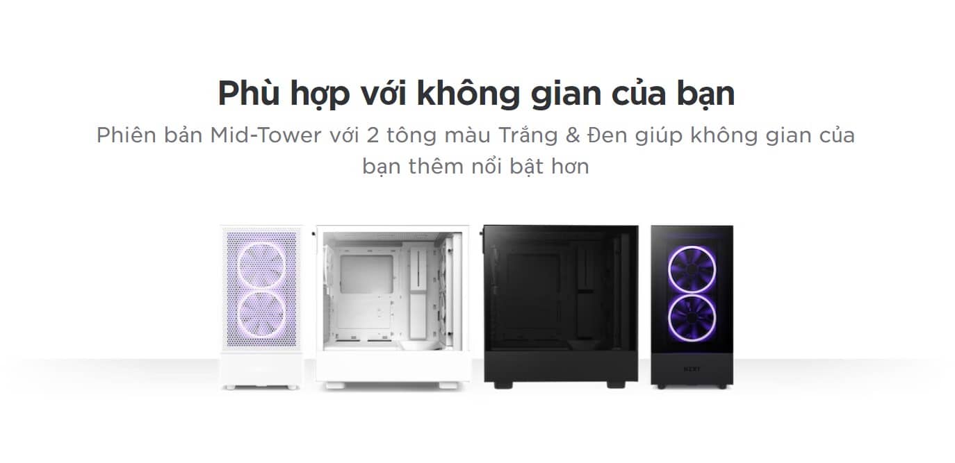 Vỏ máy tính NZXT H5 Flow Black (Mid Tower/Màu Đen)