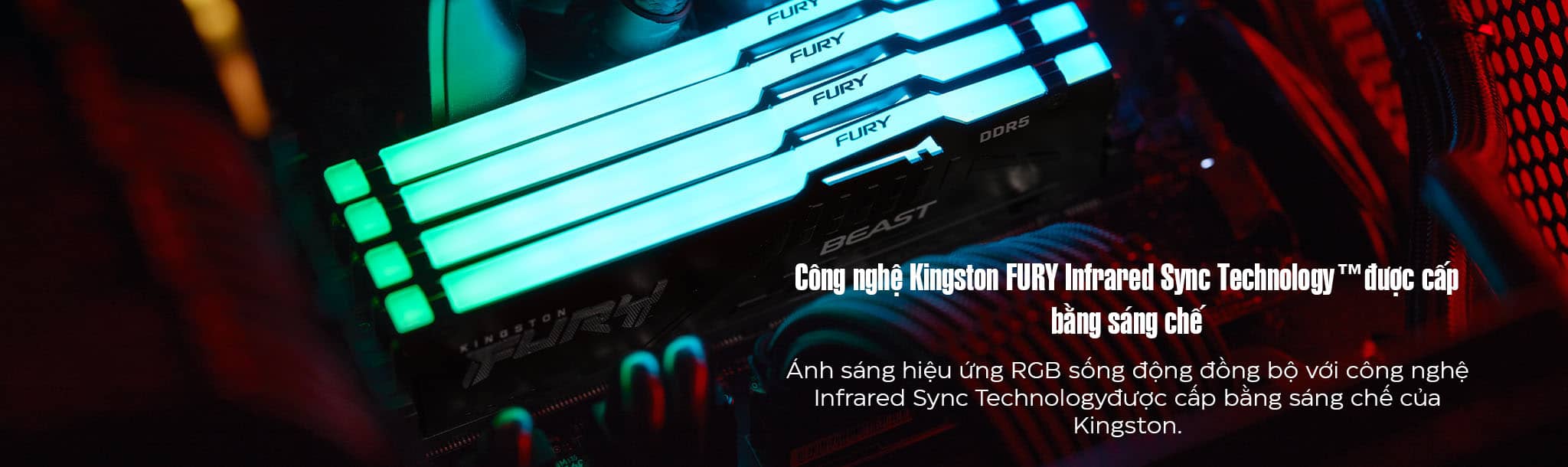 Ram Desktop Kingston Fury Beast RGB ddr5