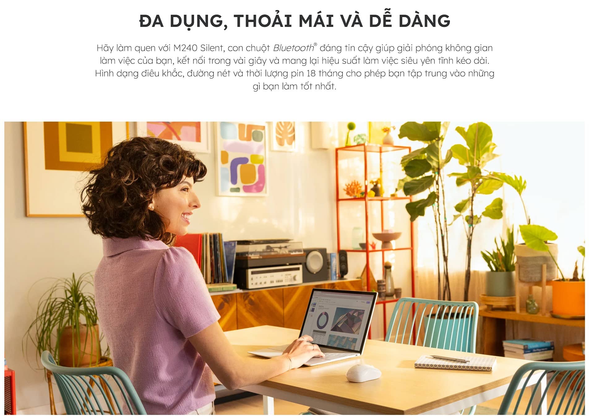 Chuột không dây Logitech M240 Silent