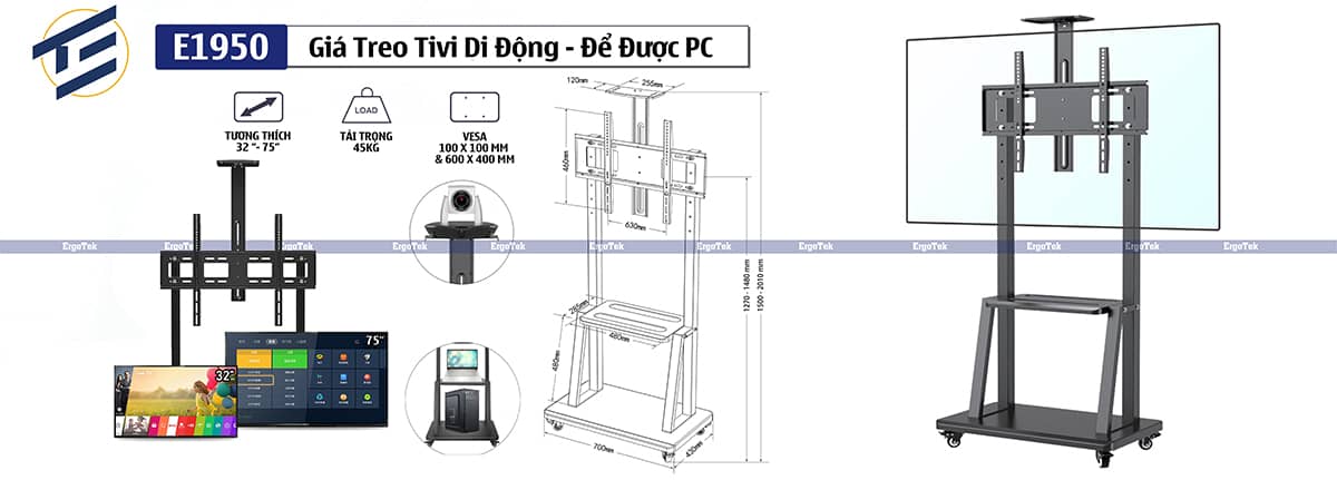 Giá treo TIVI di động Ergotek E1950