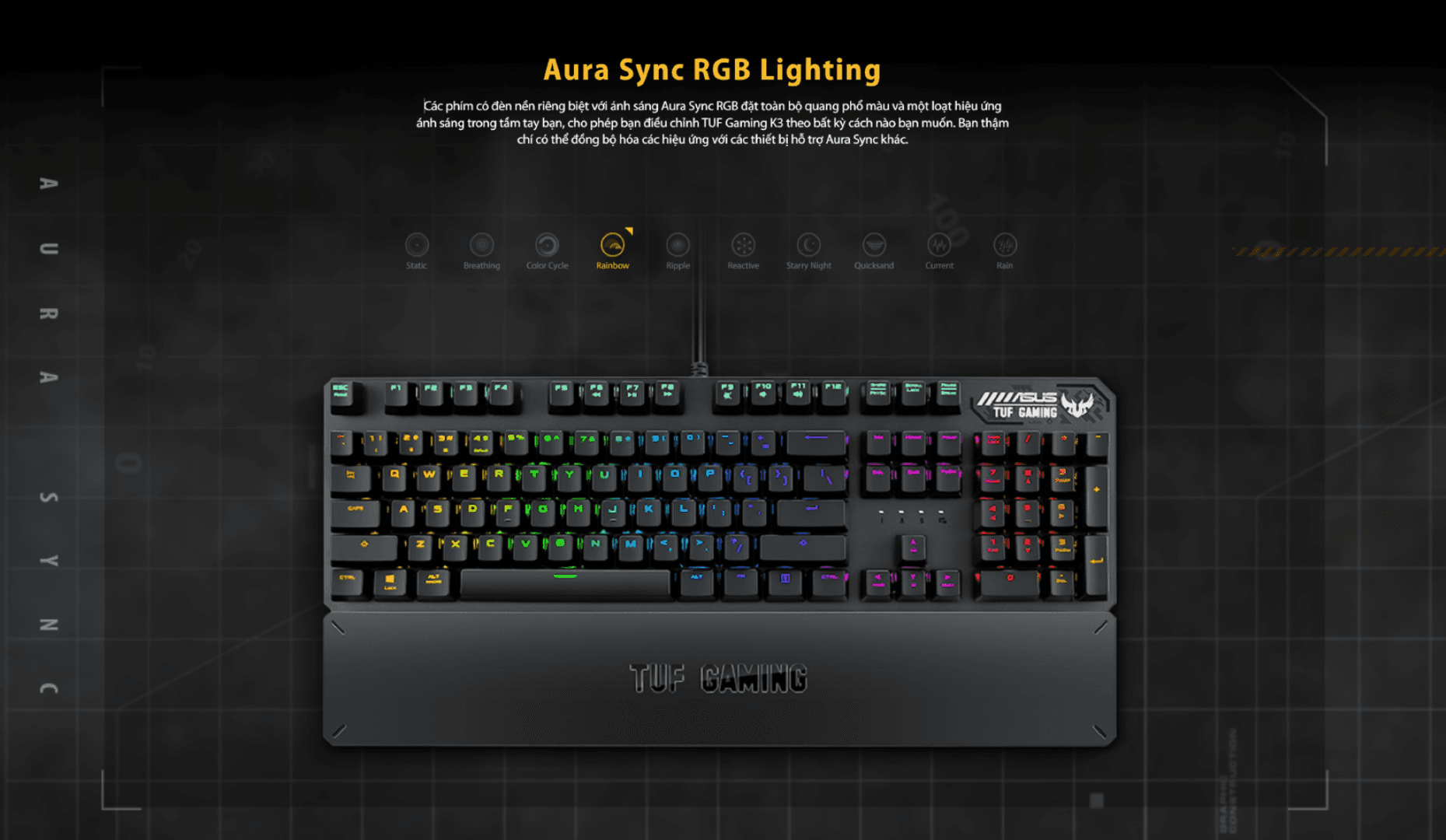 Bàn phím cơ Asus TUF K3 (RGB/USB/Red sw)
