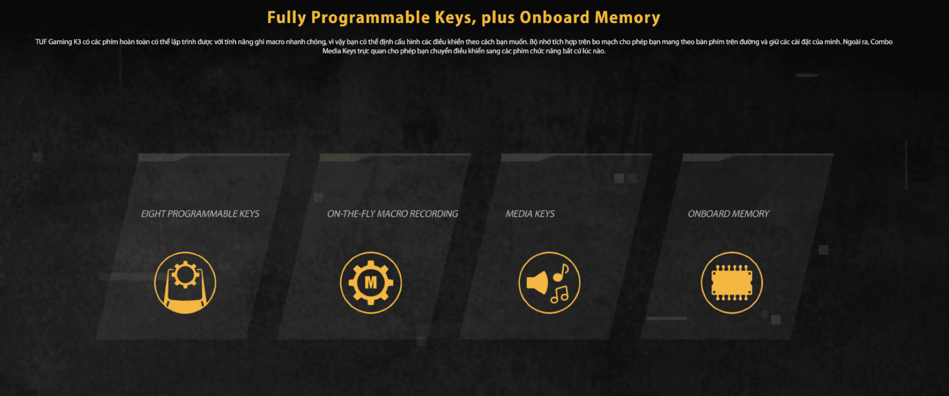 Bàn phím cơ Asus TUF K3 (RGB/USB/Red sw)