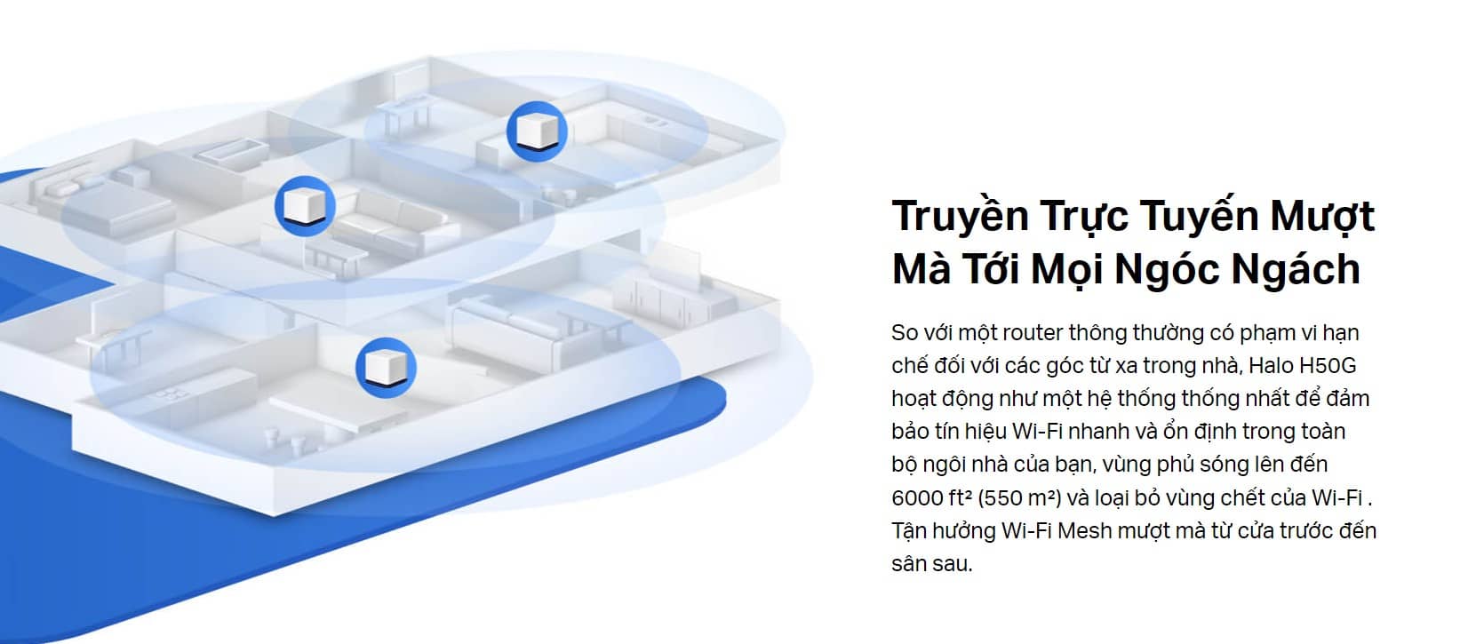 Bộ Phát Wifi Mesh Mercusys Halo H50G 3 Pack Chuẩn Tốc Độ AC1900Mbps