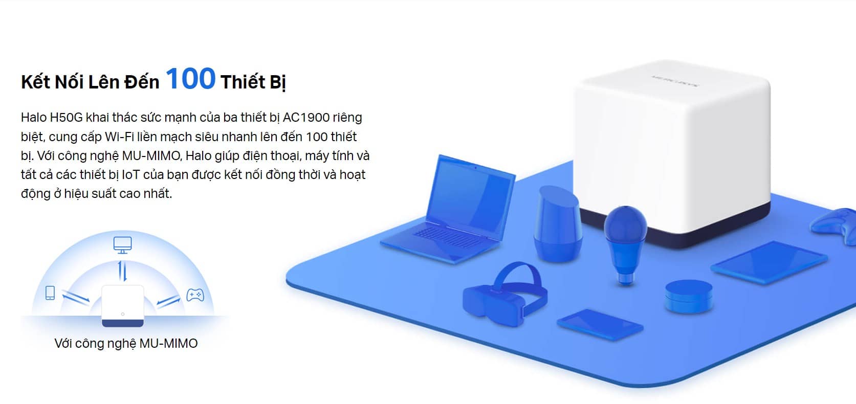 Bộ Phát Wifi Mesh Mercusys Halo H50G 3 Pack Chuẩn Tốc Độ AC1900Mbps