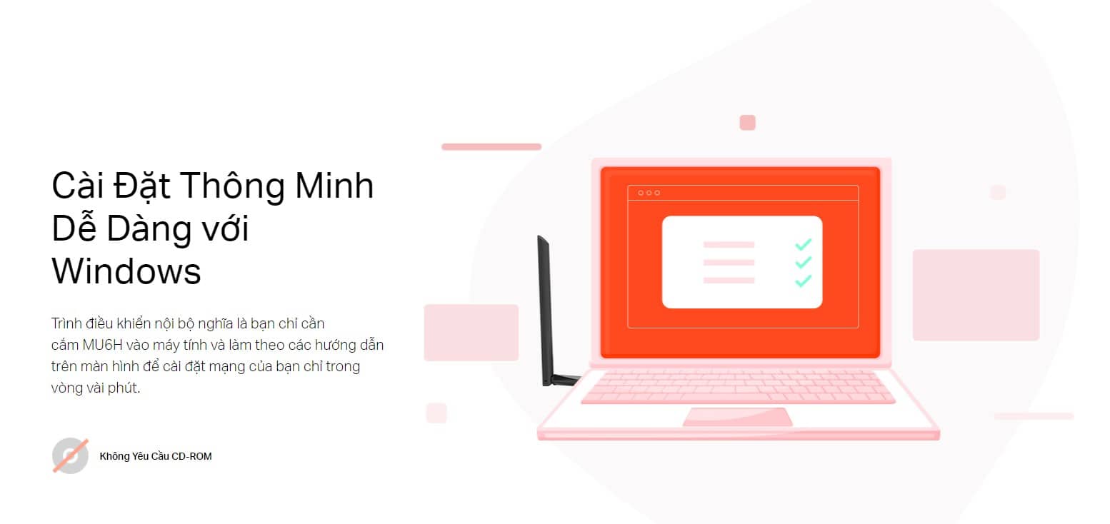 Card mạng không dây USB Mercusys MU6H Tốc độ AC650Mbps