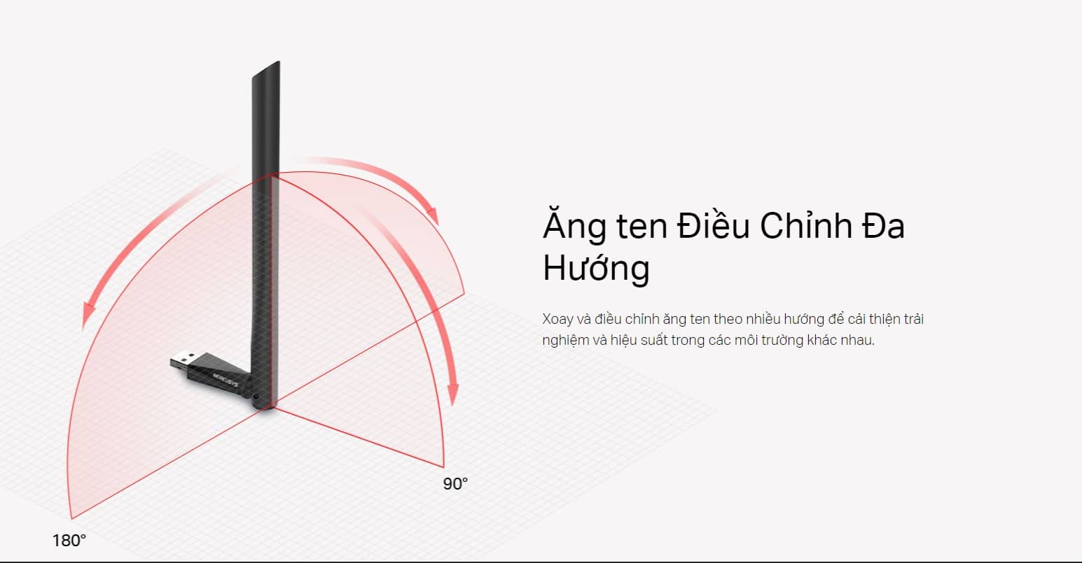 Card mạng không dây USB Mercusys MU6H Tốc độ AC650Mbps