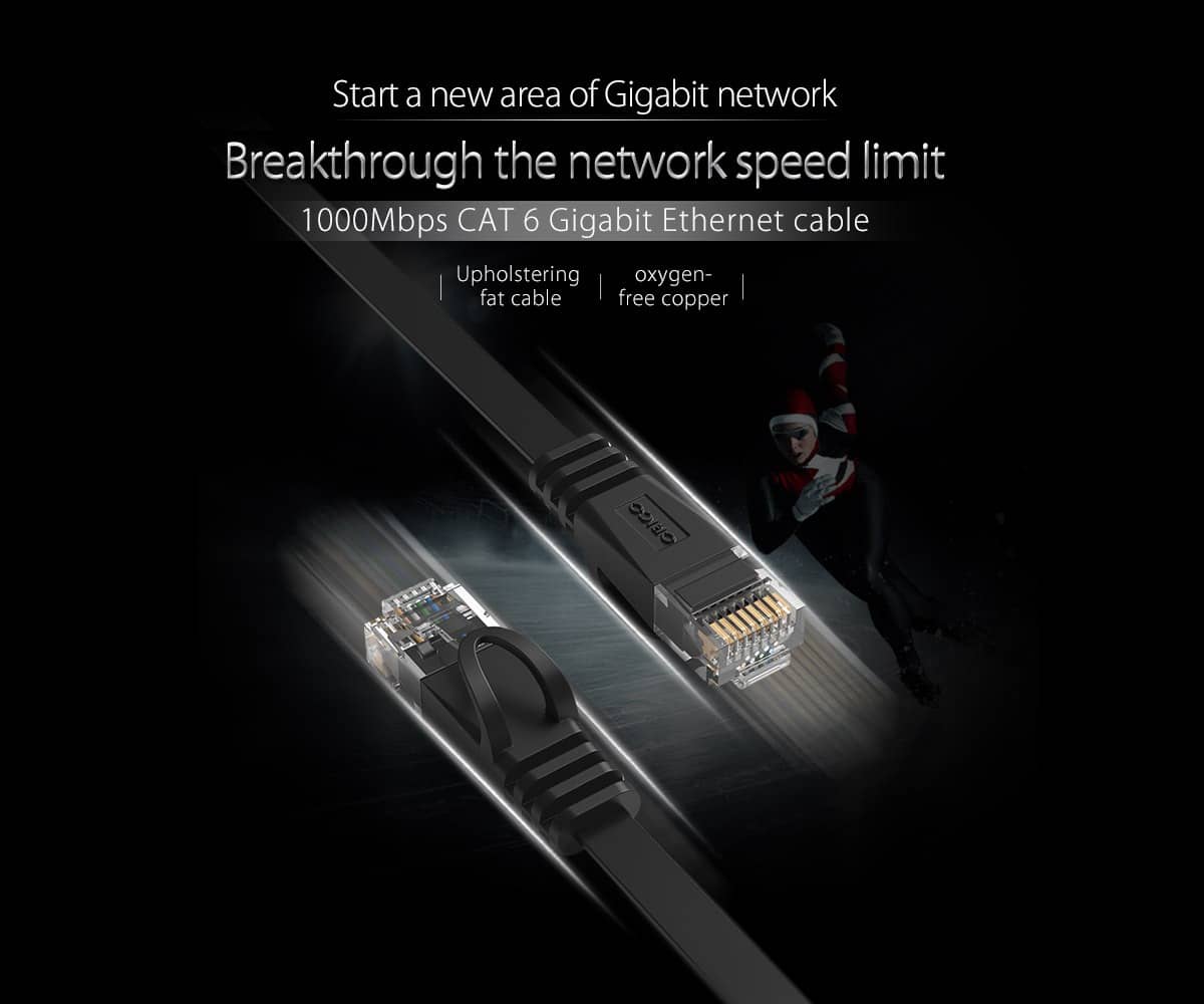 Cáp mạng đúc sẵn CAT6 dẹt 1m ORICO PUG-C6B-10-BK ảnh 1