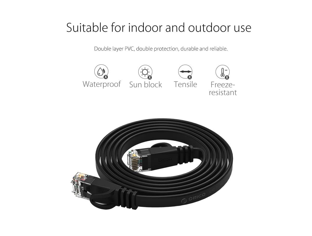 Cáp mạng đúc sẵn CAT6 dẹt 1m ORICO PUG-C6B-10-BK ảnh 2