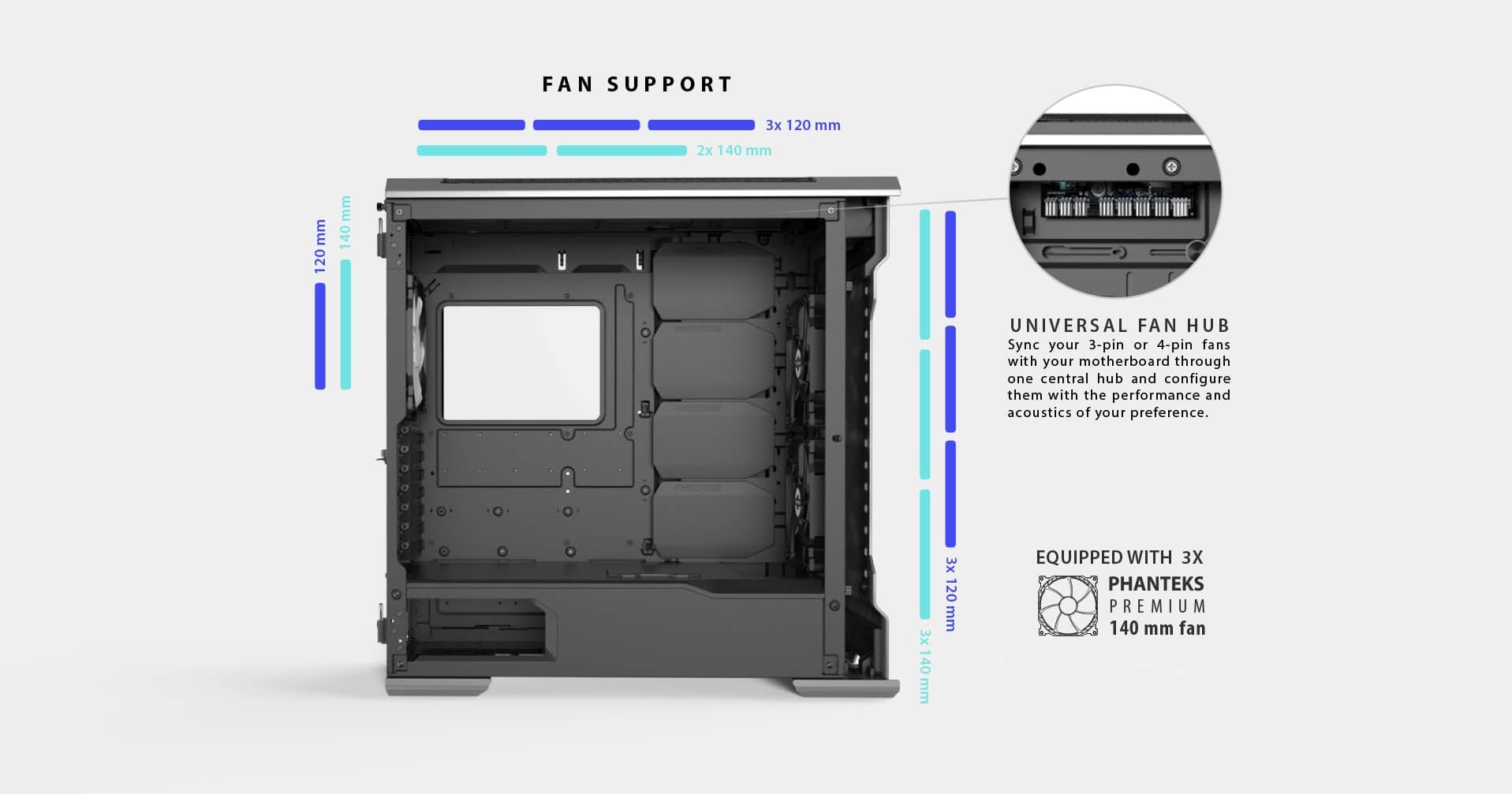  Phanteks Enthoo Evolv X ATX Case, Tempered Glass Window - Anthracite Grey giới thiệu 6