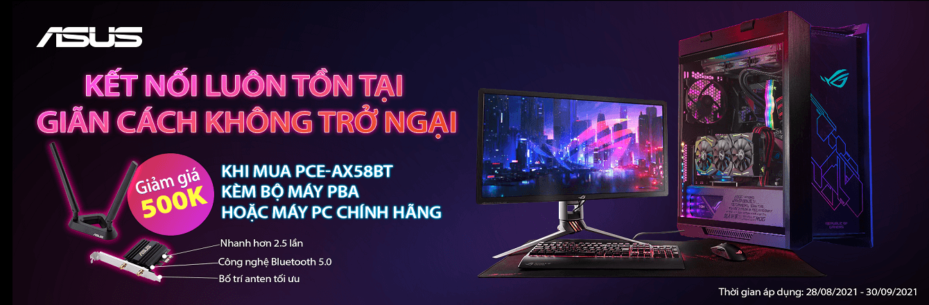 Giảm giá 500K khi mua PCE-AX58BT kèm bộ máy PBA hoặc máy PC chính hãng