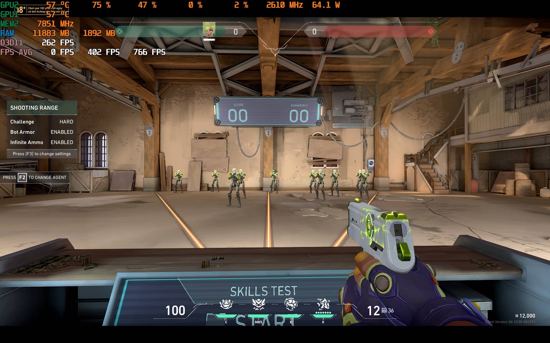 Màn hình chờ có thể đạt tới 600 FPS, khi vào game vẫn ổn định ở mức độ 240-250 FPS