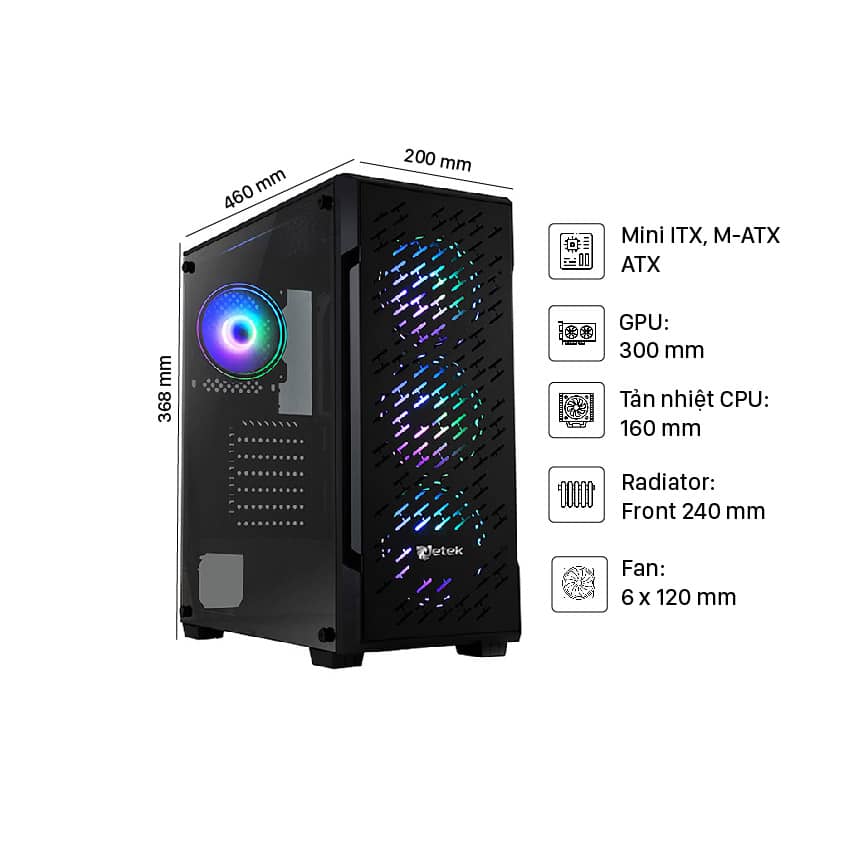 Vỏ Case Jetek GAME R22 (Mid Tower/Màu Đen)