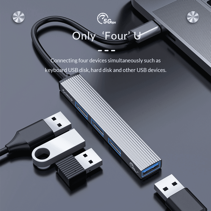 Cáp chuyển đổi từ TypeC sang 4 cổng USB 3.0 Orico AH-13F