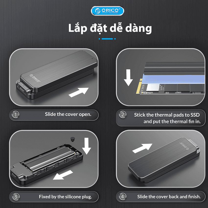 Hộp đựng ổ cứng SSD M2 Sata ORICO HM2C3-BK