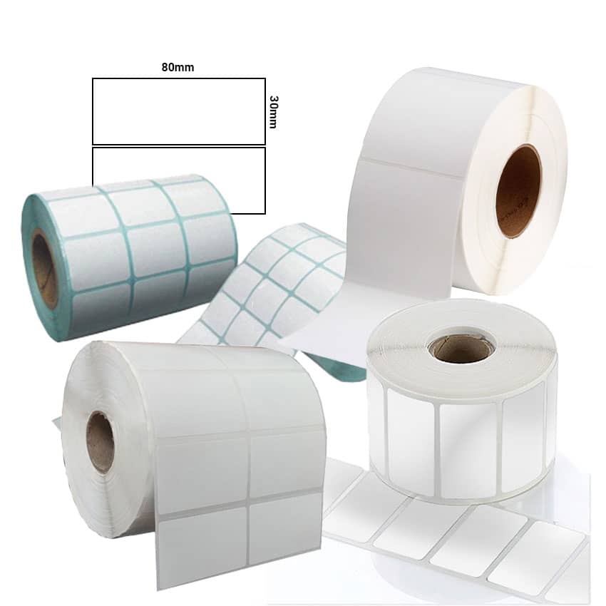 Giấy decal thường 80x30x50m ( 1 tem 1 hàng ) 