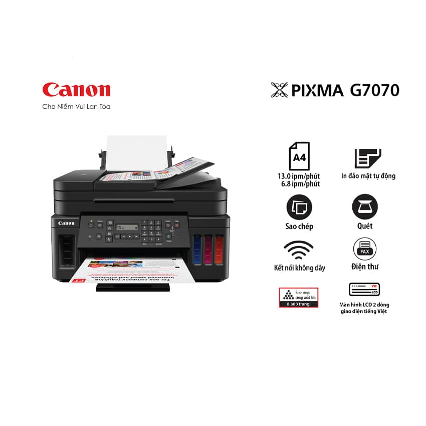 Máy In Canon G7070 - Phun màu đa năng với cơ chế in hai mặt (Duplex)