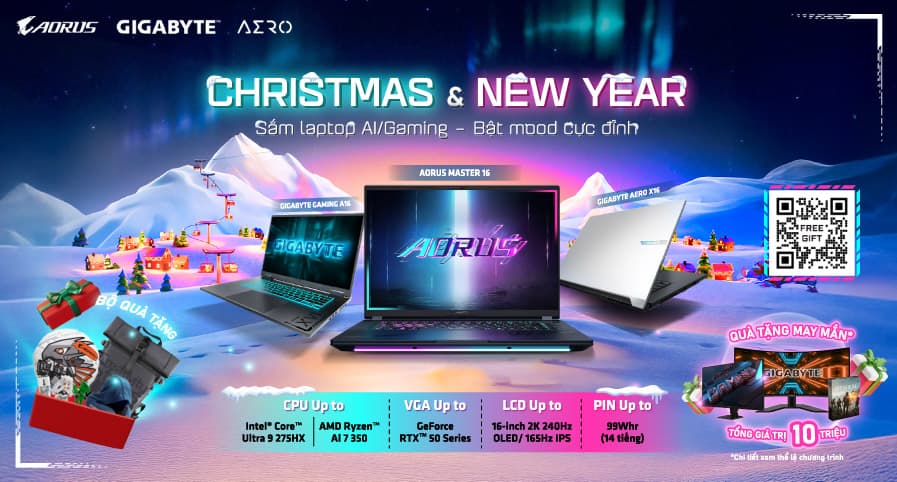 GIGABYTE MỞ HỘI SALE LỚN NHẤT NĂM: LAPTOP AI/GAMING GIẢM SÂU 15 TRIỆU, SĂN QUÀ ĐỘC QUYỀN TẠI HACOM!