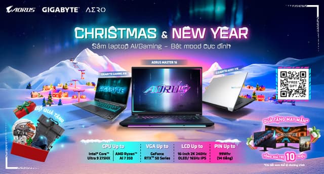 GIGABYTE MỞ HỘI SALE LỚN NHẤT NĂM: LAPTOP AI/GAMING GIẢM SÂU 15 TRIỆU, SĂN QUÀ ĐỘC QUYỀN TẠI HACOM!