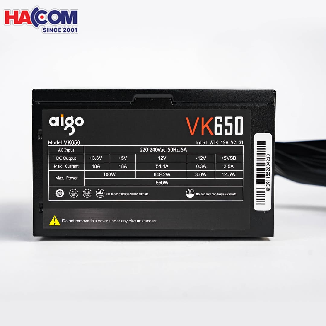 Nguồn máy tính AIGO VK650 - 650W (80 Plus/ Active PFC/ Single Rail) 5