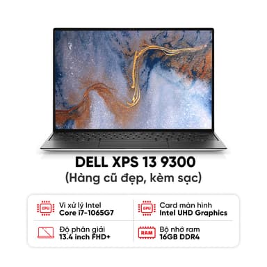 Laptop DELL XPS 13 9300  / I7-1065G7 / 16GB RAM / 512GB SSD / Màn 13.4 inch FHD+ / Kèm sạc - Hàng cũ đẹp