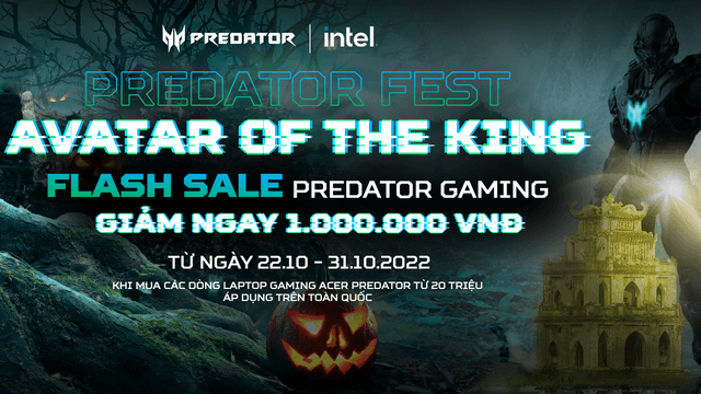 Flash sale PREDATOR GAMING LAPTOP - Giảm ngay 1 triệu đồng tiền mặt