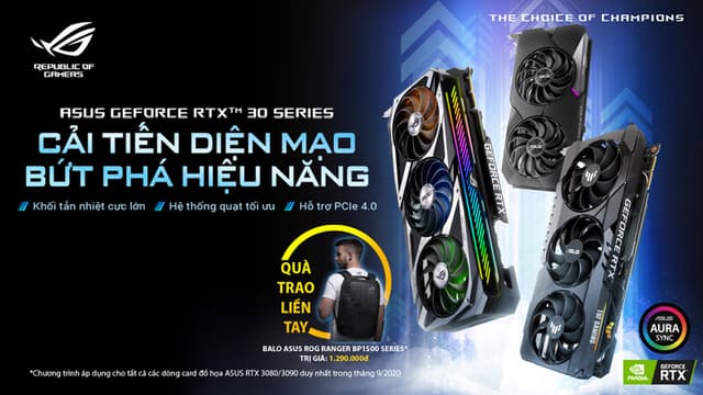 Chương trình Khuyến mãi “Mua Card đồ họa ASUS RTX 3090/ 3080 nhận ngay Balo ROG Ranger BP1500series”