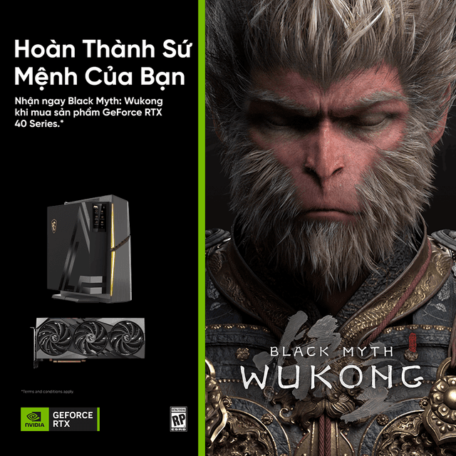 Nhận ngay Black Myth: Wukong khi mua sản phẩm GeForce RTX 40 Series