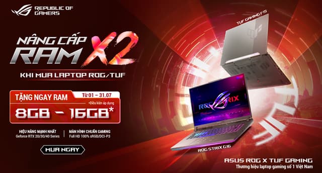 Nâng cấp RAM x2 khi mua Laptop TUF tại HACOM