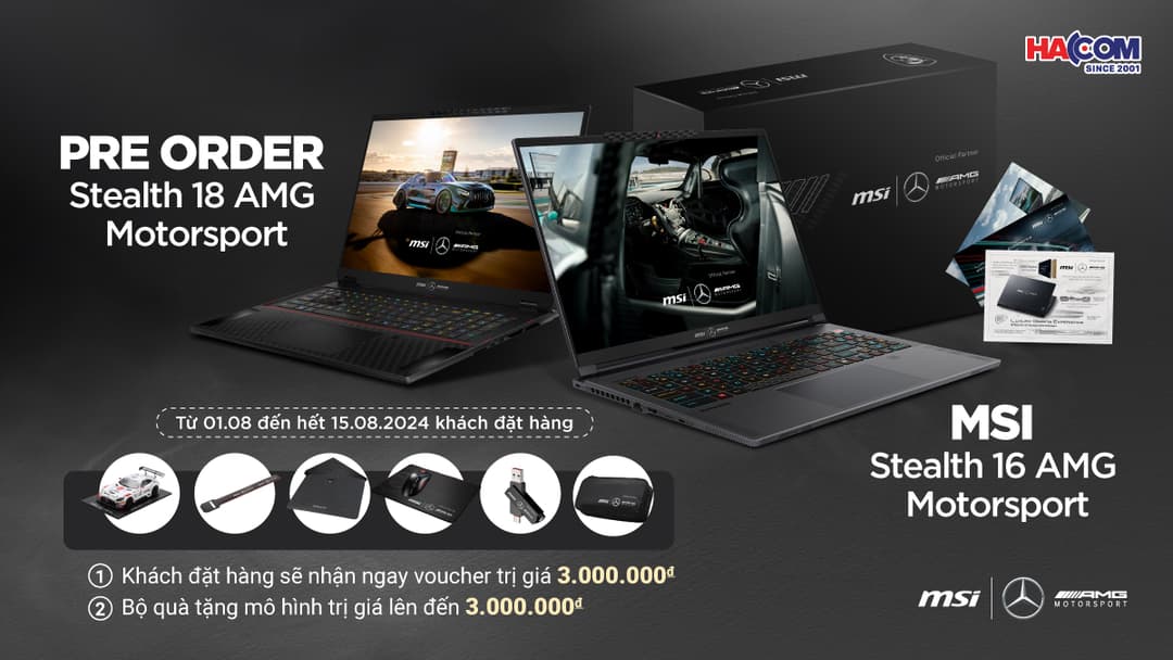 Pre-order Laptop khủng - Nhận ngay quà tặng siêu xe & combo quà giá trị 