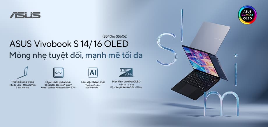 ASUS Vivobook S 14 OLED - Mẫu laptop văn phòng nhỏ gọn mạnh nhất 2024