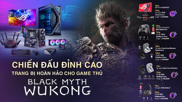 CHIẾN ĐẤU ĐỈNH CAO - TRANG BỊ HOÀN HẢO  CHO GAME THỦ BLACK MYTH WUKONG