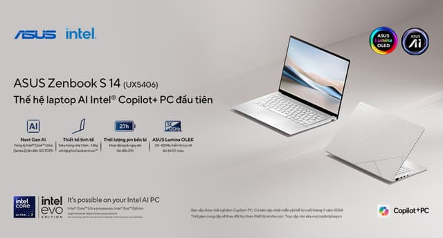 ASUS ZENBOOK S 14 MỚI THẾ HỆ LAPTOP AI INTEL ĐẦU TIÊN