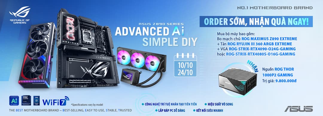 ASUS: ORDER Z890 SỚM – NHẬN QUÀ NGAY