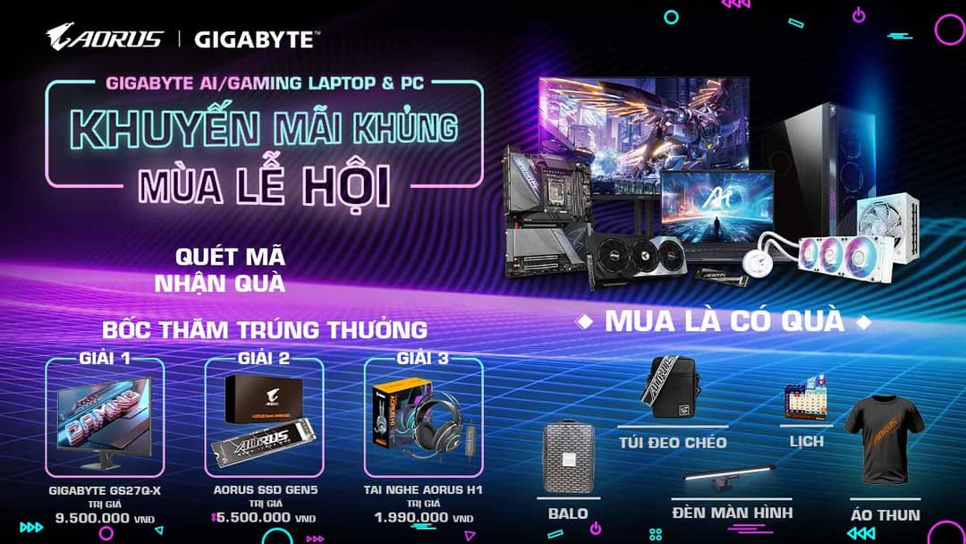 GIGABYTE AI/GAMING LAPTOP & PC: KHUYỄN MÃI KHỦNG MÙA LỄ HỘI
