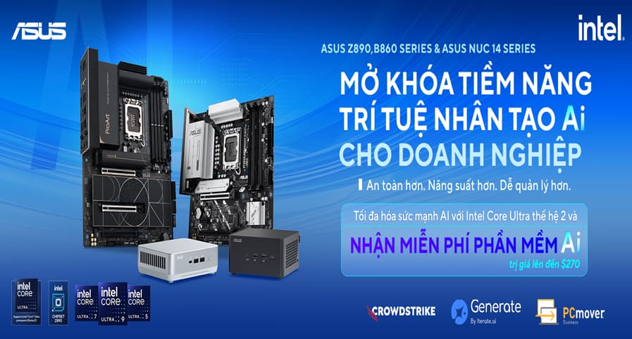 Mua mainboard ASUS Z890, B860, H810 hoặc ROG NUC /ASUS NUC 14 series để mở khóa trải nghiệm AI mới cho doanh nghiệp của bạn!