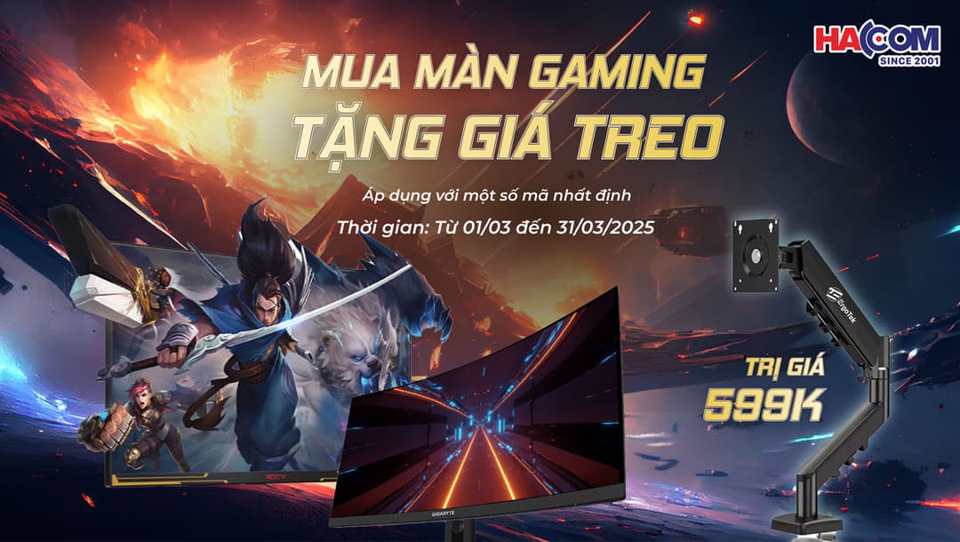  MUA MÀN HÌNH GAMING, TẶNG NGAY GIÁ TREO 599K TẠI HACOM!