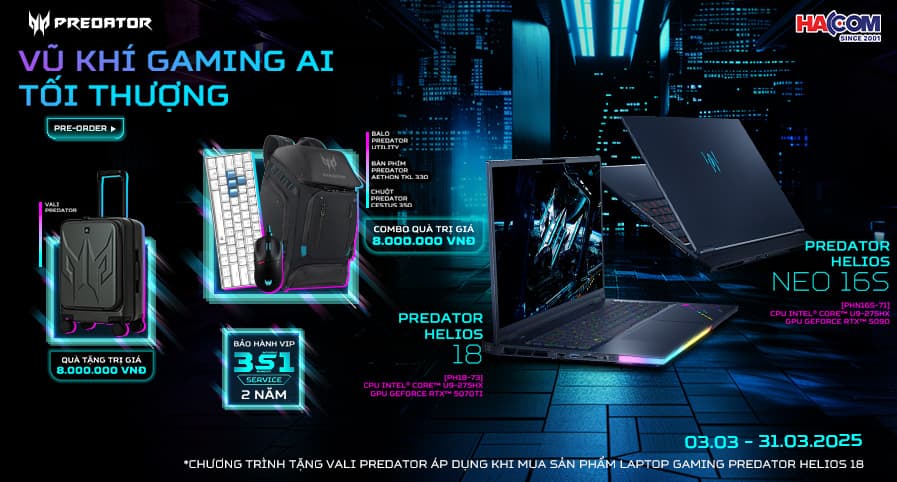 PRE-ORDER DÀNH CHO DÒNG LAPTOP GAMING 2025 PREDATOR