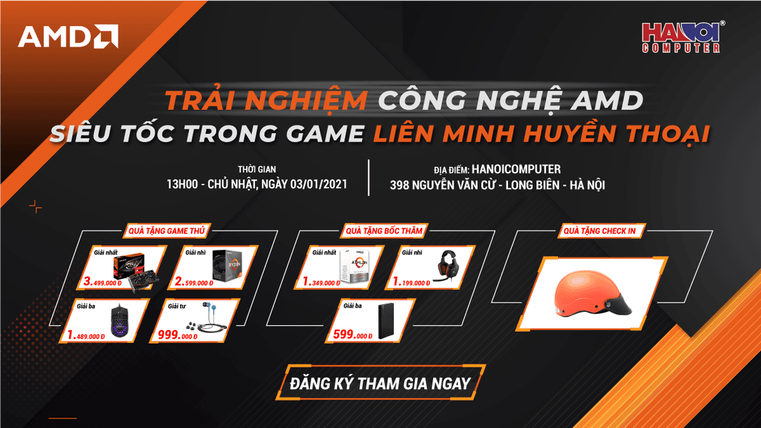 Sự kiện Trải nghiệm công nghệ AMD và giải đấu Liên Minh Huyền Thoại với tổng giá trị quà tặng lên tới 15 TRIỆU ĐỒNG