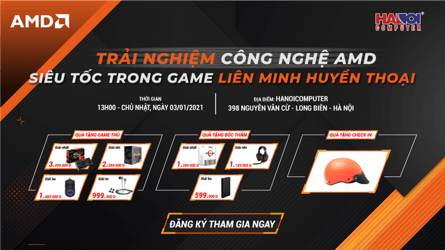 Sự kiện Trải nghiệm công nghệ AMD và giải đấu Liên Minh Huyền Thoại với tổng giá trị quà tặng lên tới 15 TRIỆU ĐỒNG