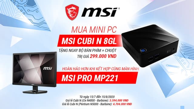 Chương trình Khuyến mãi “Mua Mini PC MSI Cube N 8GL - Tặng ngay bàn phím chuột”